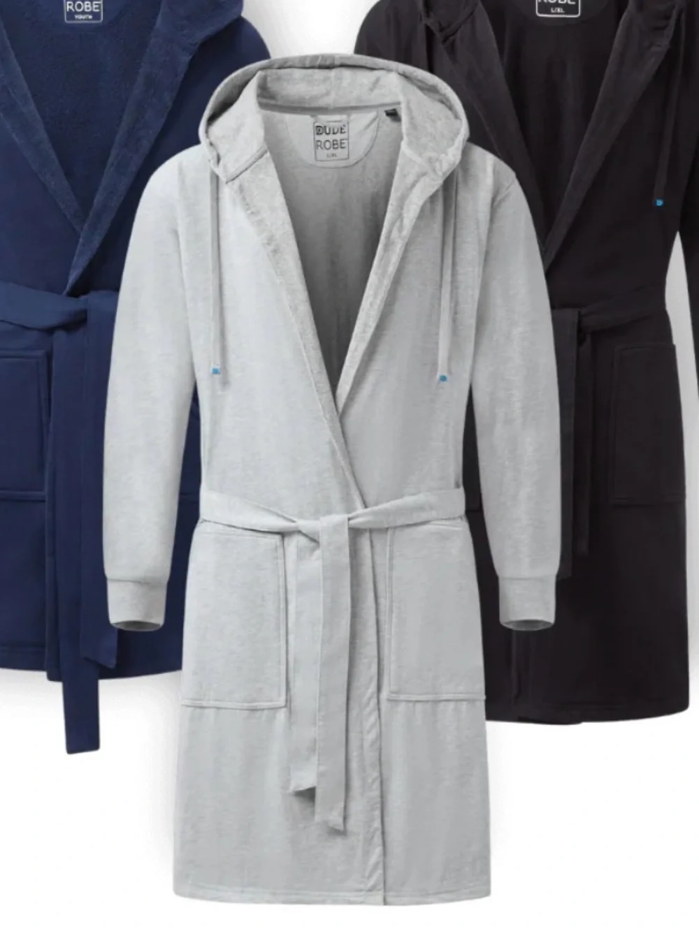NWT DudeRobe 2/3XL Heather Gray Hooded Bathrobe Mens